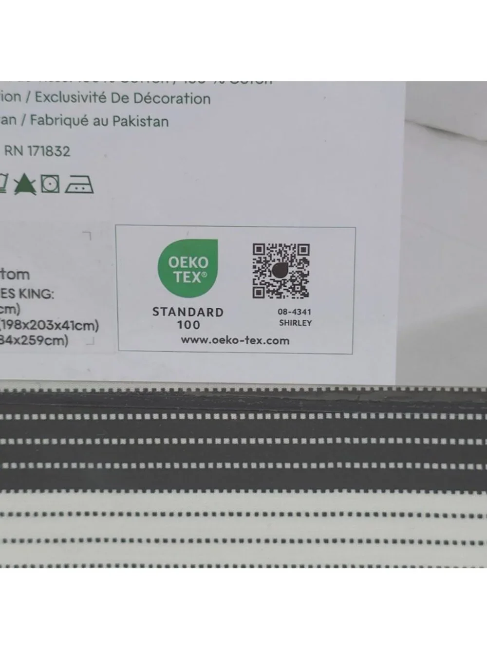 Lacoste King 4 Piece Cotton Percale Sheet Set Archive Phantom Stripe Black White